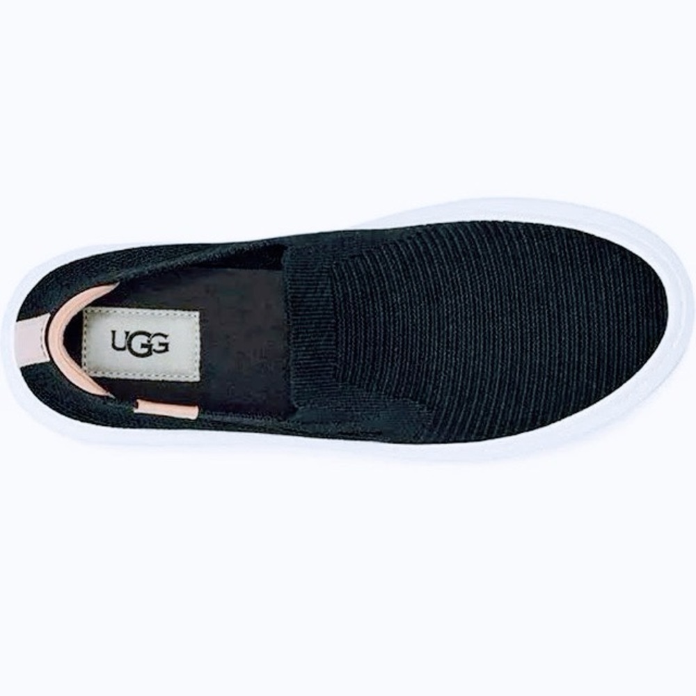 New UGG Alameda Sammy Slip-on Black Ribbed Knit Shoes 8.5